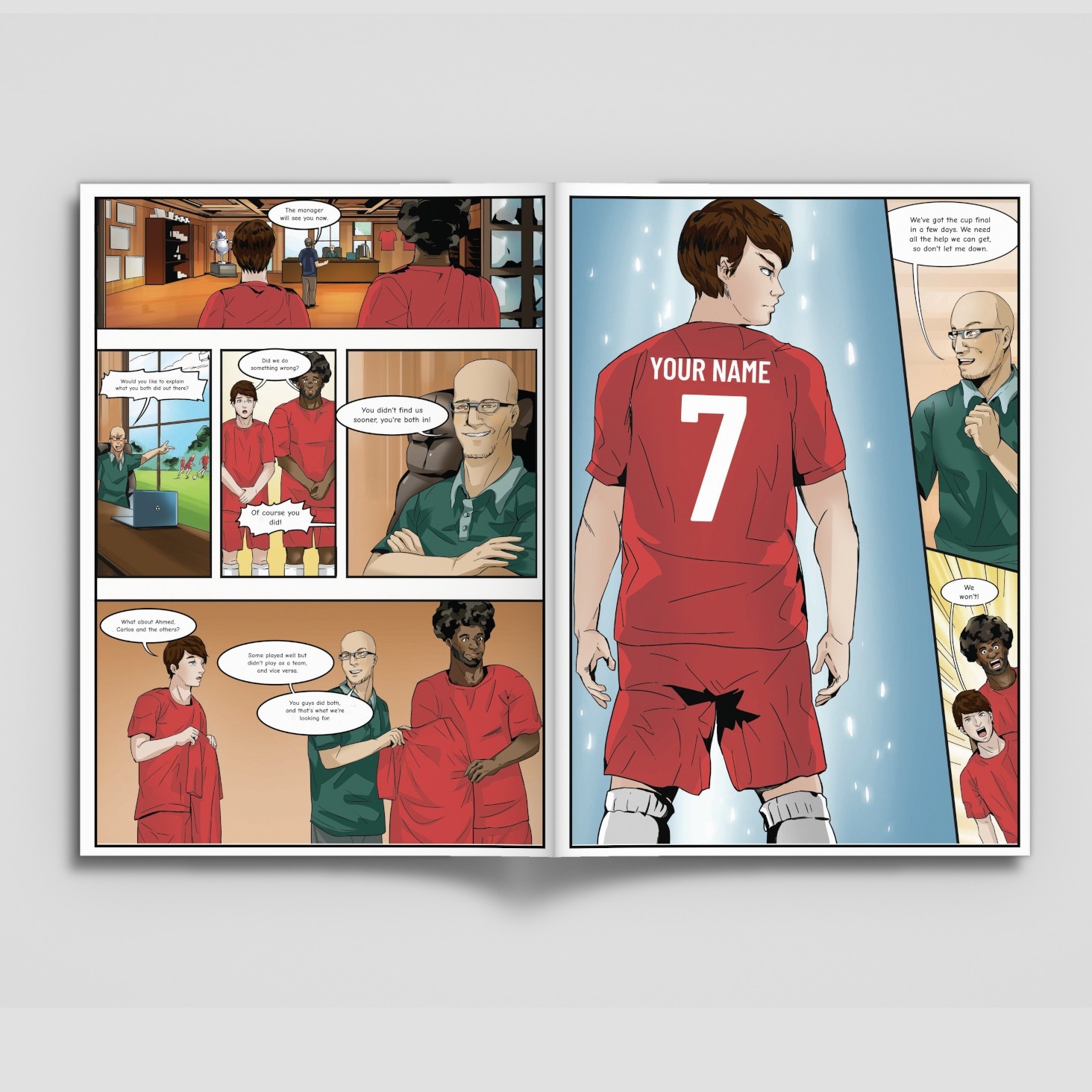 A page from inside the personalised Crawley Town book