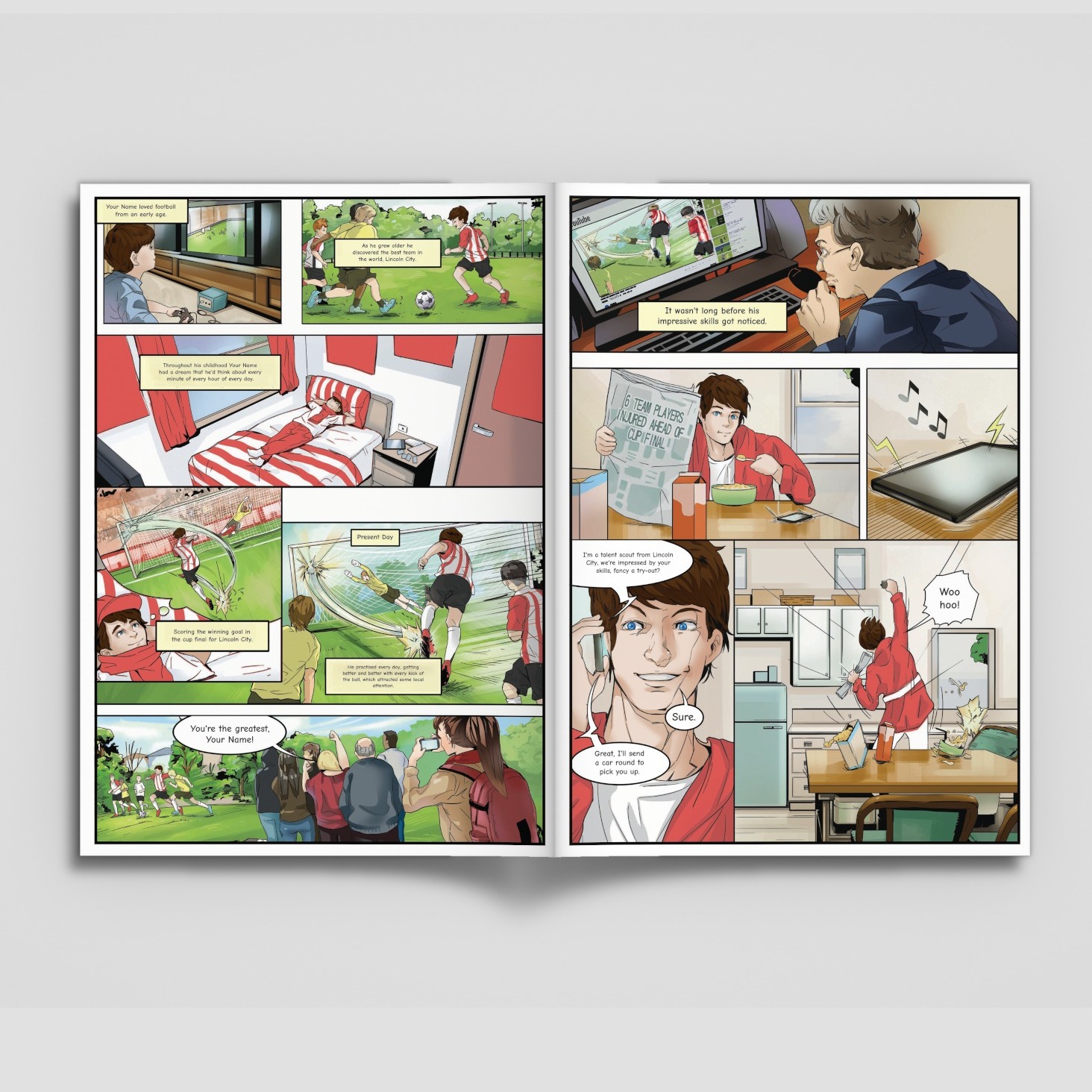 A page from inside the personalised Lincoln City book