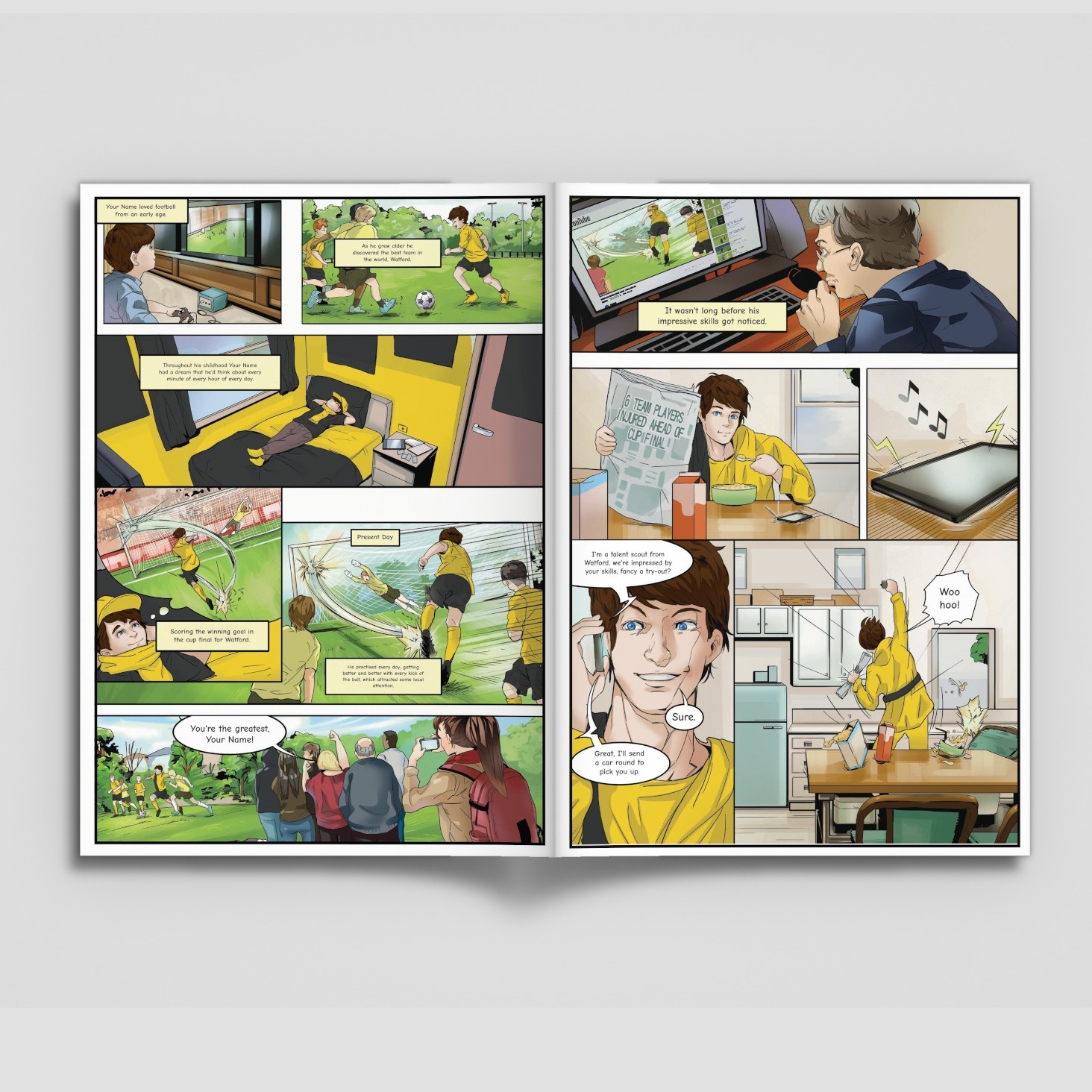 A page from inside the personalised Watford book